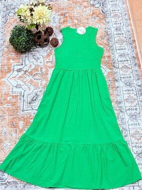 Kids Sleeveless Green Maxi Dress